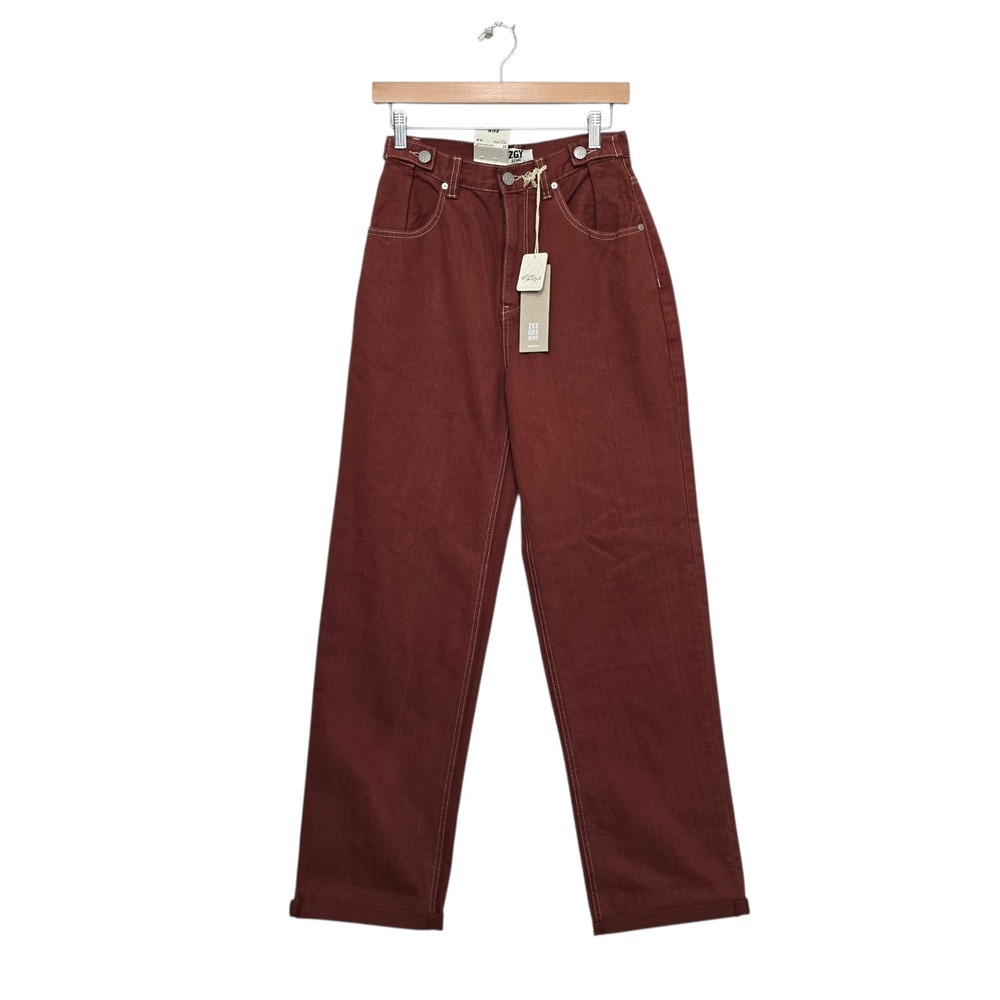 Zee Gee Why Free People High Loose Jeans Rust Orange‎ Brown Denim Size 25 NWT